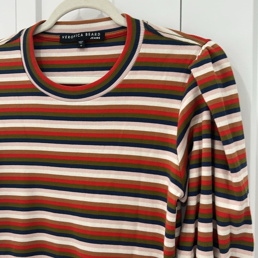 Veronica Beard Striped Puff Shoulder Top - Medium - Picture 2 of 8